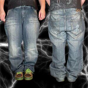 crazy baggy y2k acid washed skater grunge miskeen jeans
